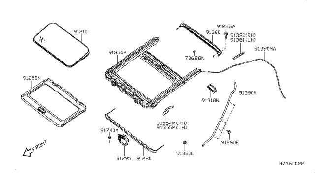 2013 Nissan Maxima Sun Roof Parts Diagram 3