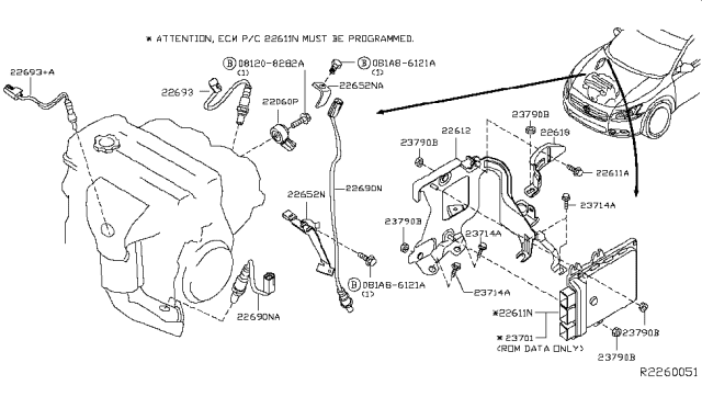 2013 Nissan Maxima Blank Engine Control Module Diagram for 23703-9DF0A