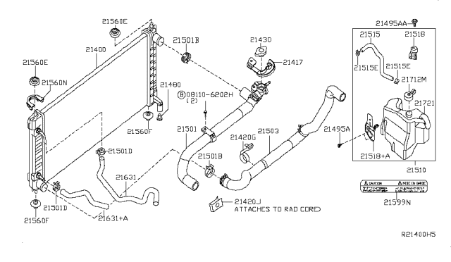 2014 Nissan Maxima Radiator,Shroud & Inverter Cooling Diagram 3