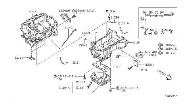 2010 Nissan Maxima Plate-BAFFLE,Oil Pan Diagram for 11113-ZK61A