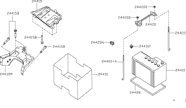 2011 Nissan Maxima Battery & Battery Mounting Diagram 1