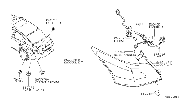 2011 Nissan Maxima FINISHER Rear Combination Lamp, LH Diagram for 26553-9N00A