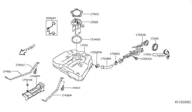 2013 Nissan Maxima Filler Cap Assembly Diagram for 17251-9DC1B