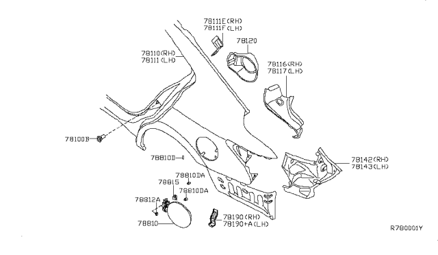 2014 Nissan Maxima Bracket Assembly Corner Bumper Rear RH Diagram for 79184-9N50B