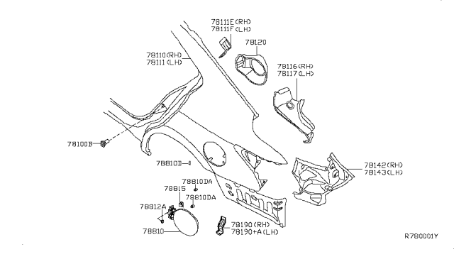 2012 Nissan Maxima Rear Fender & Fitting Diagram