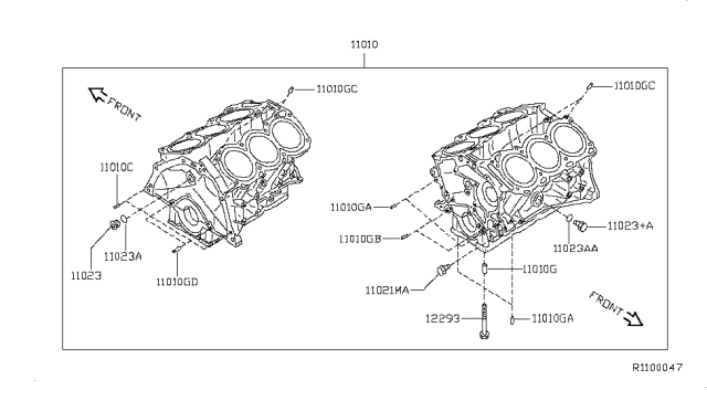 2012 Nissan Maxima Cylinder Block & Oil Pan Diagram 2