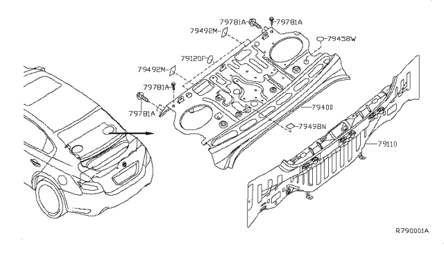 2009 Nissan Maxima Rear,Back Panel & Fitting Diagram