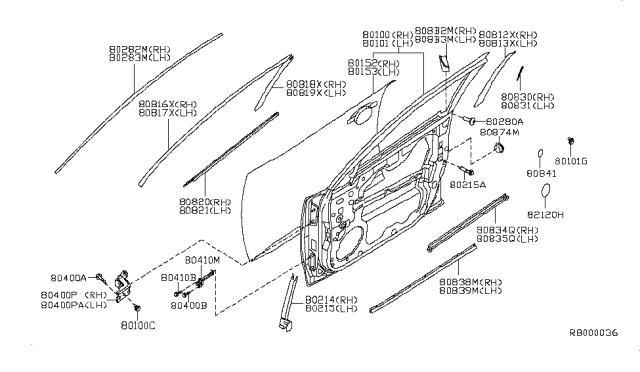 2011 Nissan Maxima Front Door Panel & Fitting Diagram