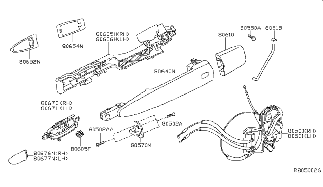 2012 Nissan Maxima Cap-Inside Handle,LH Diagram for 80677-9N00A