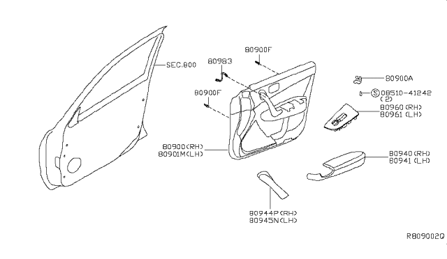 2011 Nissan Maxima Front Door Trimming Diagram