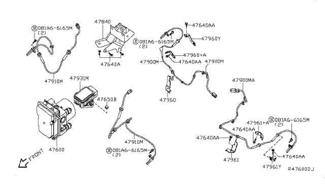 2012 Nissan Maxima Abs Pump Anti Skid Lock Brake Diagram for 47660-ZY91C