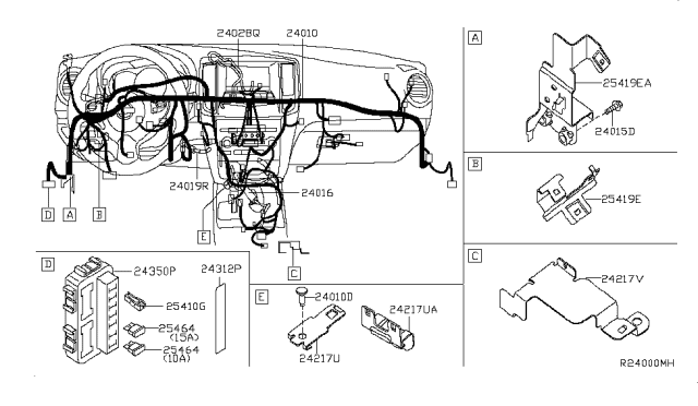 2009 Nissan Maxima Harness-Sub Diagram for 24168-9N00A