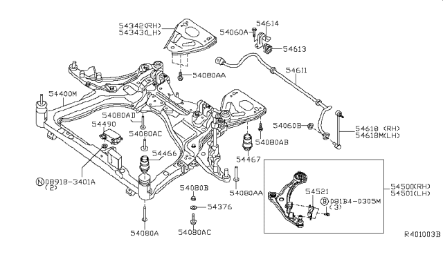 2009 Nissan Maxima Bracket-Steering STOPPER,L Diagram for 54521-JA00A