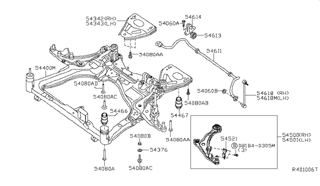 2014 Nissan Maxima Link Complete-Transverse,Lh Diagram for 54501-9N00B