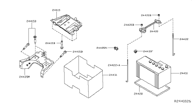 2014 Nissan Maxima Battery & Battery Mounting Diagram