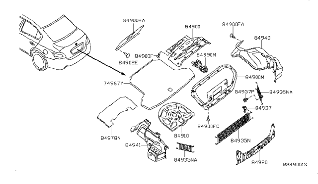 2010 Nissan Maxima Net-Trunk Diagram for 84935-9N00A