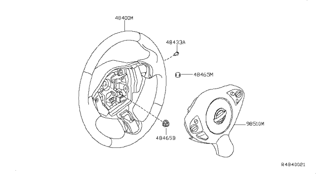 2010 Nissan Maxima Steering Wheel Assembly W/O Pad Diagram for 48430-9N02A