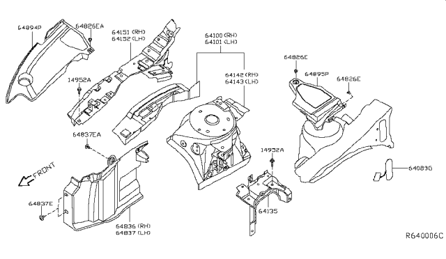 2012 Nissan Maxima Hood Ledge & Fitting Diagram