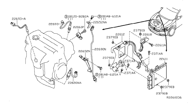 2012 Nissan Maxima Engine Control Module Diagram for 23710-9DA0A