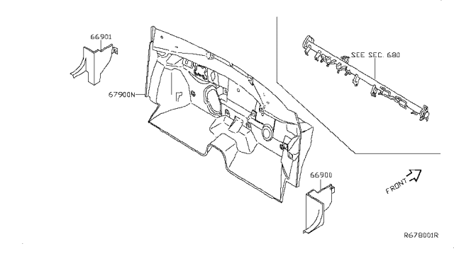 2010 Nissan Maxima Finisher-Dash Side,LH Diagram for 66901-9N00A