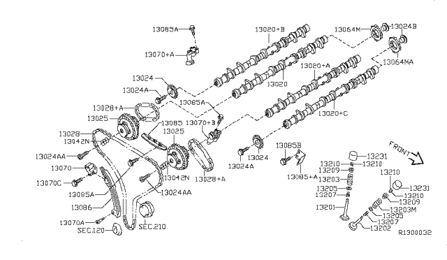 2011 Nissan Maxima Tensioner Assy-Chain Diagram for 13070-JA10C