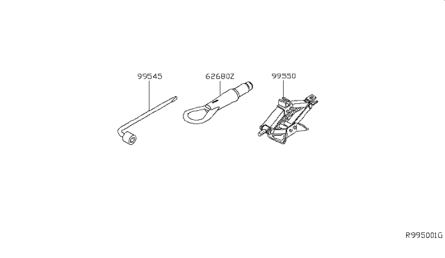 2009 Nissan Maxima Jack Complete Diagram for 99550-8J010