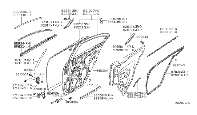 2010 Nissan Maxima Wedge - Rear Door Seal, RH Diagram for 828B2-9N00A