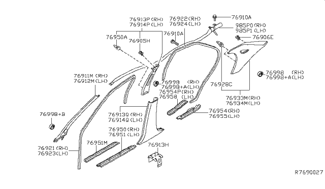 2011 Nissan Maxima Plate-Kicking,Front RH Diagram for 769B4-9DA0A