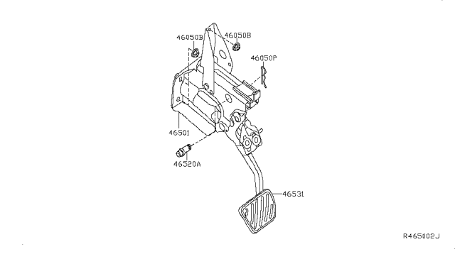 2010 Nissan Maxima Brake & Clutch Pedal Diagram