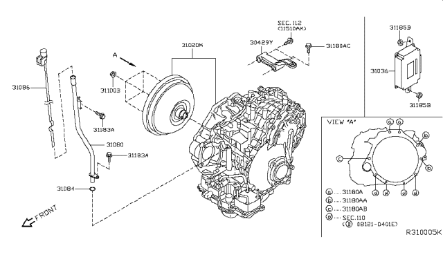 2010 Nissan Maxima Auto Transmission,Transaxle & Fitting Diagram 1
