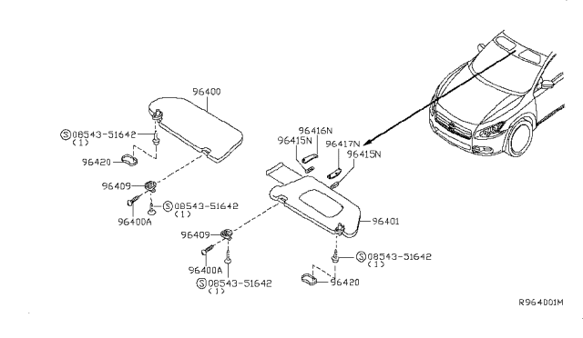 2012 Nissan Maxima Cover-SUNVISOR Diagram for 96420-JA00A