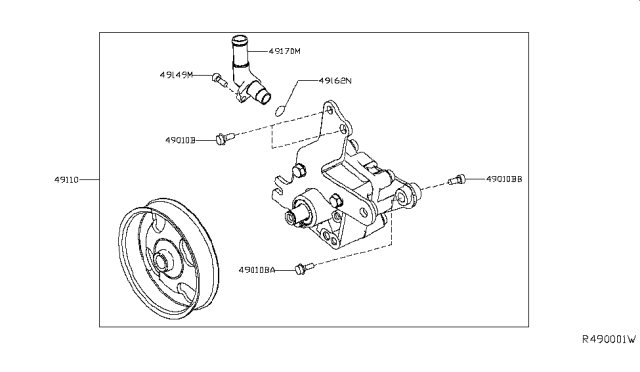 2012 Nissan Maxima Pump Power Steering Diagram for 49110-ZX70A
