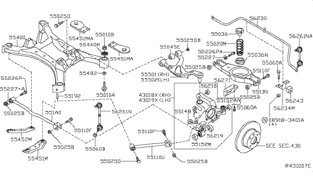 2011 Nissan Maxima Housing Assy-Rear Axle,RH Diagram for 43018-JA000