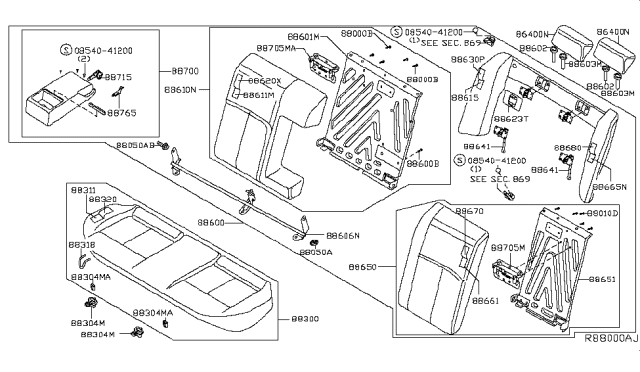 2013 Nissan Maxima Rear Seat Diagram 2