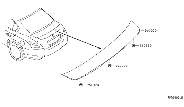 2010 Nissan Maxima Air Spoiler Assembly - Rear Diagram for 96030-9N05A