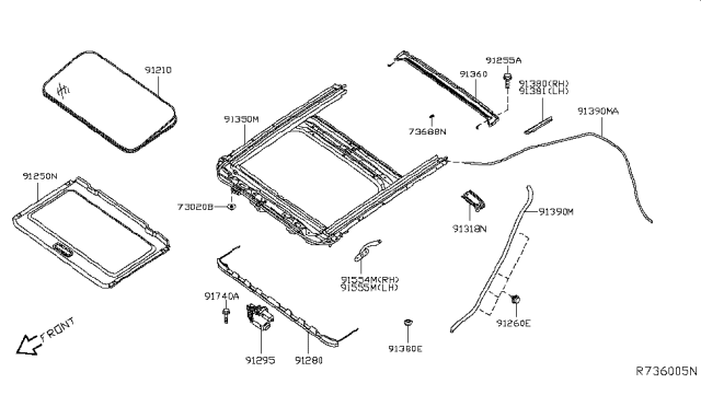 2014 Nissan Maxima Bracket-Sun Roof Diagram for 76892-9N01A