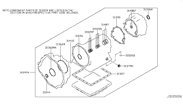 2015 Nissan Armada Gasket & Seal Kit (Automatic) Diagram 2