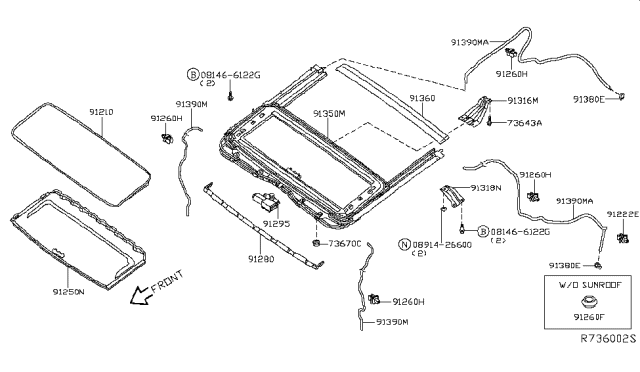 2008 Nissan Armada Sun Roof Parts Diagram 2