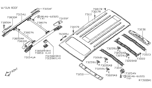 2014 Nissan Armada Roof Panel & Fitting Diagram 4
