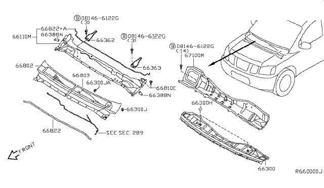 2004 Nissan Armada Cowl Top & Fitting Diagram