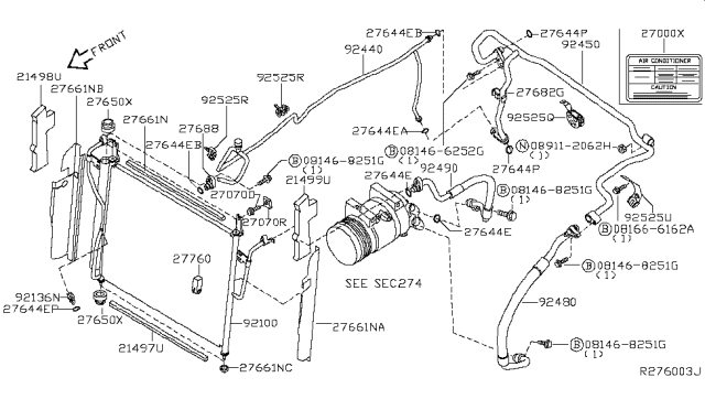 2005 Nissan Armada Condenser,Liquid Tank & Piping Diagram 1