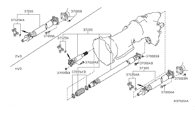 2012 Nissan Armada PROPELLAR Shaft Diagram for 37300-ZV60A