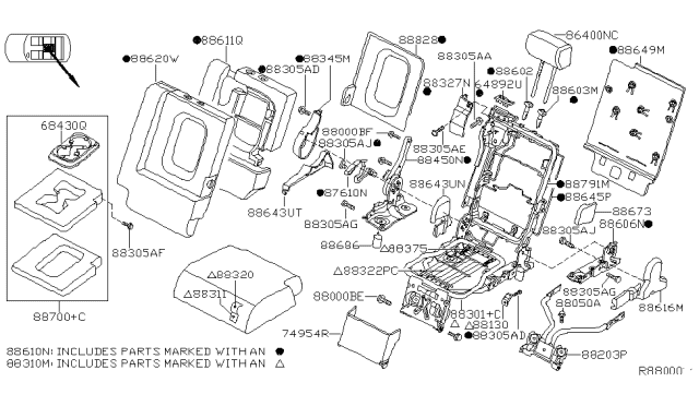 2004 Nissan Armada Rear Seat Diagram 1