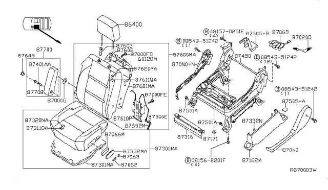 2005 Nissan Armada Front Seat Diagram 1