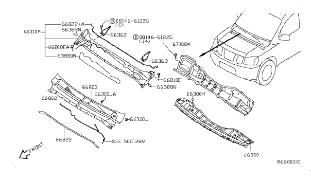 2015 Nissan Armada Cowl Top & Fitting Diagram