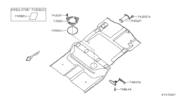 2005 Nissan Armada Bracket-Rear Seat Back Catch Diagram for 748D0-7S000