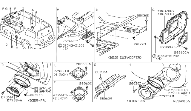 2015 Nissan Armada Speaker Unit Diagram for 28138-EA50A