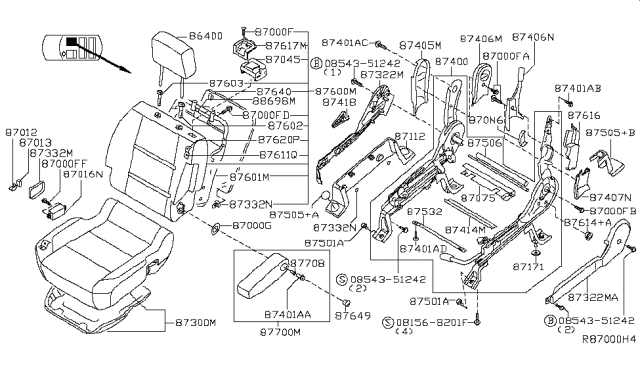 2010 Nissan Armada Cushion Assembly - Front Seat Diagram for 87300-ZZ51C