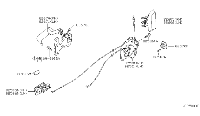 2010 Nissan Armada Rear Door Lock Actuator Motor, Right Diagram for 82500-ZW00A