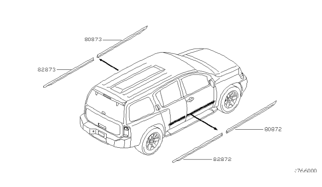 2009 Nissan Armada Body Side Molding Diagram